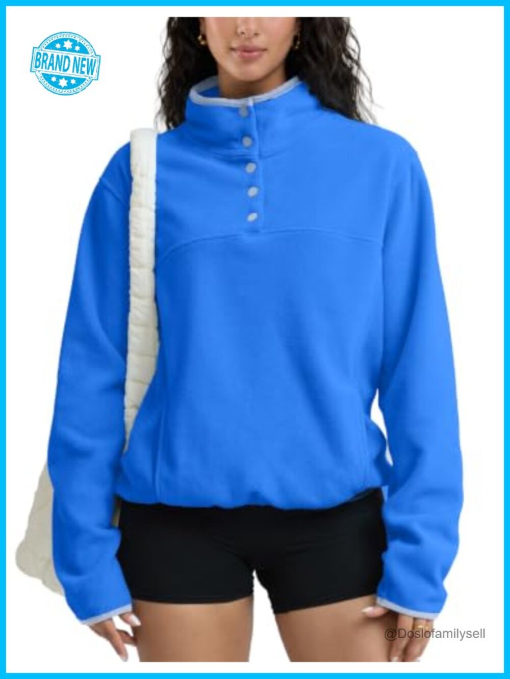 Fuzzy Fleece Pullover Sweatshirt Henley Button Down Winter Jacket with Pockets